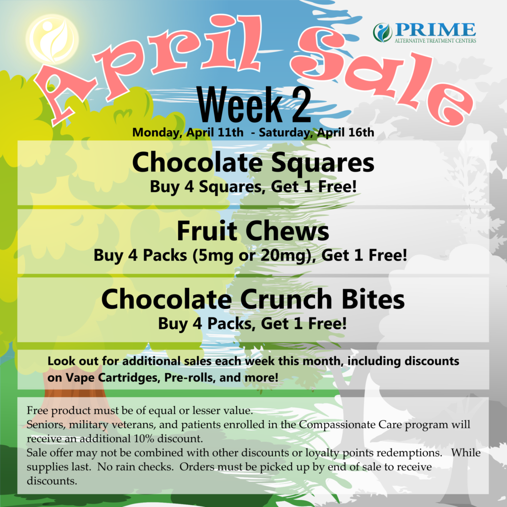 April Sale, Week 2. All chocolate squares, chocolate crunch bites, and fruit chews are on sale, buy 4 get 1 free.  