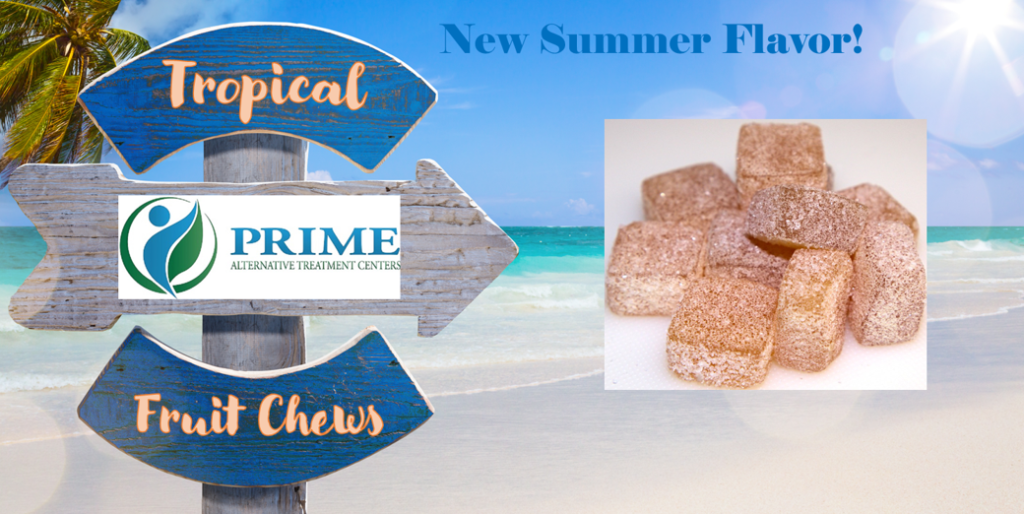 New Summer Flavor! Beach image featuring tropical fruit chews