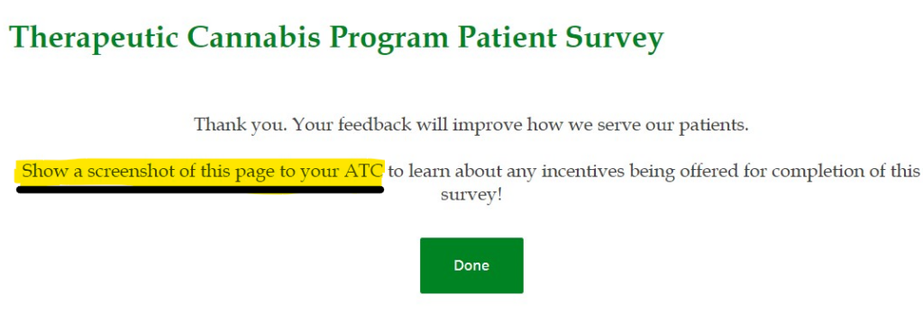 patient survey screenshot
